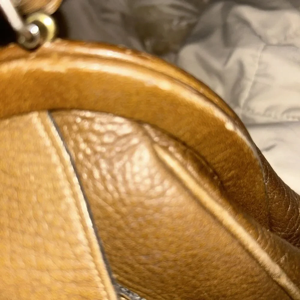 ROGER VAN S  Brown Leather Purse VTG Gold Hardware Tan Handbag